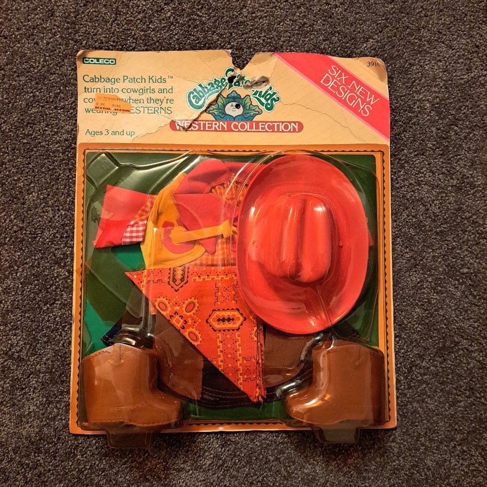 NWT Vintage 1984 Coleco Cabbage Patch Kids Cowgirl Western Collection Outfit